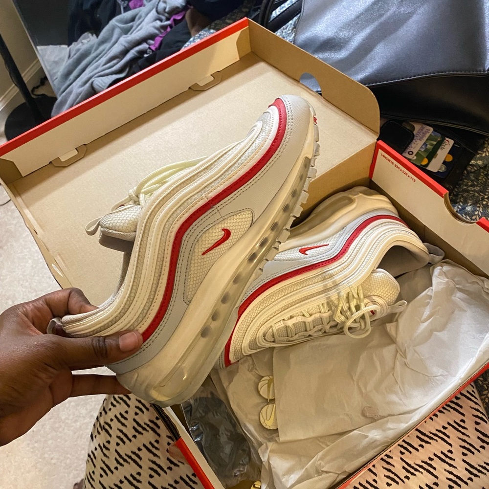Nike air max 97 og white grey and red sneakers !
